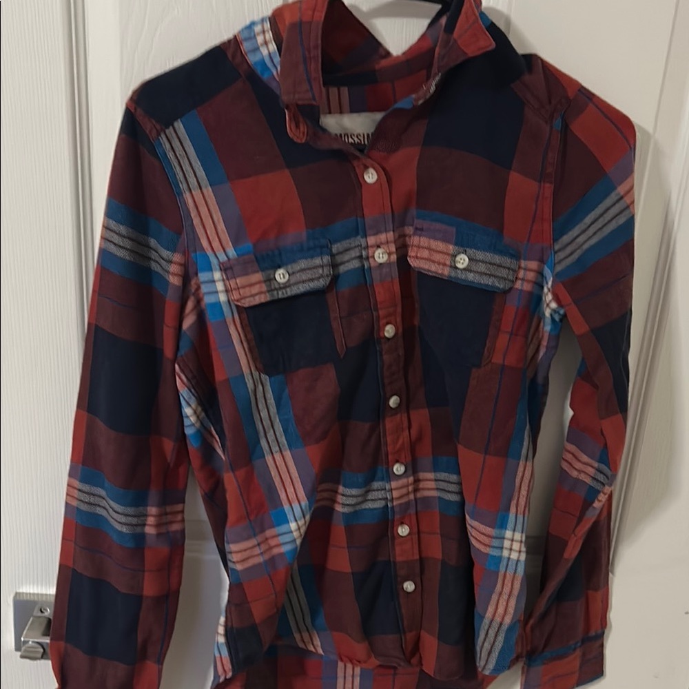 Mossimo Supply Co Red and Blue Plaid Button Down Shirt